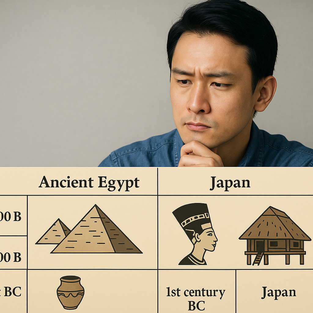 古代エジプトの時代、日本は何時代やった？年表でサクッとわかる文明の比較ガイド